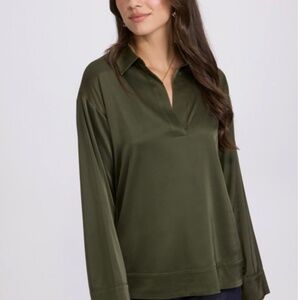 Laura Satin Polo Neck Blouse - size 12